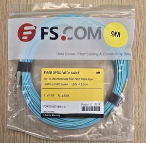 Lot Of 8 New FS 9M Fiber Optic Patch Cable 50/125 OM3 LC/UPC-LC/UPC Duplex