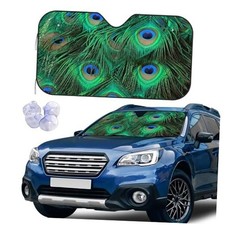 Windshield Sun Shade Car Front Window Shades for Small Peacock Feather Texture