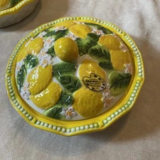 Temptations Lemon Tara Figural Fruit Covered 6" Mini Pie Dish Hand Painted