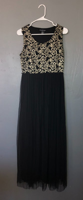 Candalite Womens Black Long Lace Prom Dress & Matching Lace Cardigan PetiteLarge