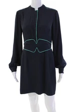 Cynthia Steffe Womens Long Sleeve Buttoned A-Line Mini Dress Blue Size 2