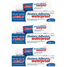 Secure Denture Adhesive Cream Strong Hold Zinc Free Denture Fixative 40g x3