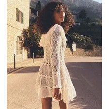 Doen capucine crochet dress in pearl XS