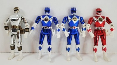 1995 Mighty Morphin Power Rangers Metallic Movie Edition Figures Lot of 4