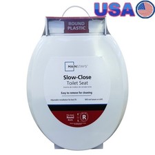 Plastic Round Slow-Close Toilet Seat Adjustable Quick Release Soft Close Hinges