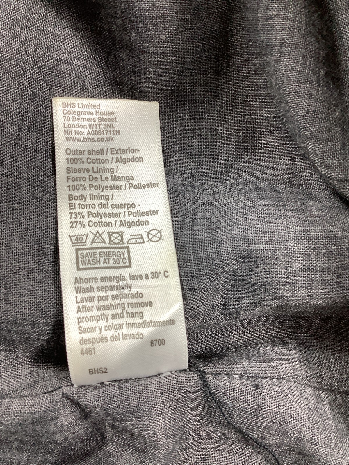 BHS Men's Black Winter Jacket Coat 4 Pockets Size XL Sku 237 image 5