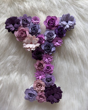 Purple Pink Mauve Handmade Floral Letter Y - Decorative Door Sign / Wall Art