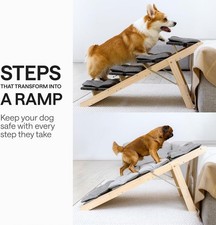 4-Step Wooden Dog Stairs for High Bed Pet Ladder Indoor Steps Small Medium Dogs