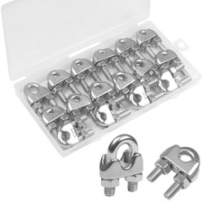 12 Pack 1/4 Inches M6 Stainless Steel Wire Rope Cable Clip Clamp, U Bolt Saddle