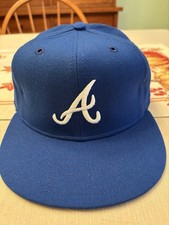 Vtg New Era Atlanta Braves Pro Model Dupont Visor 7 1/2 Leatherbead Cap USA Made