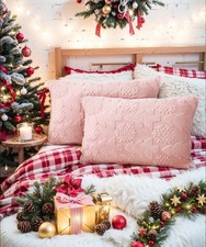Christmas Pillow Covers 12x20 inch Set of 2,Christmas Tree Faux Fur Luxury Th...