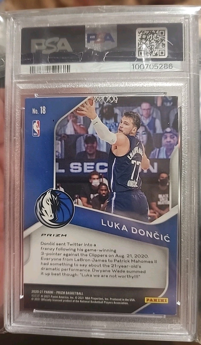 2020-2021 Panini Luka Doncic Dominance Silver Prizm Auto PSA/DNA Auto #18  view 3