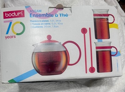Bodum Assam Tea Set Press Red 70 Years Anniversary Limited Edition New Open Box