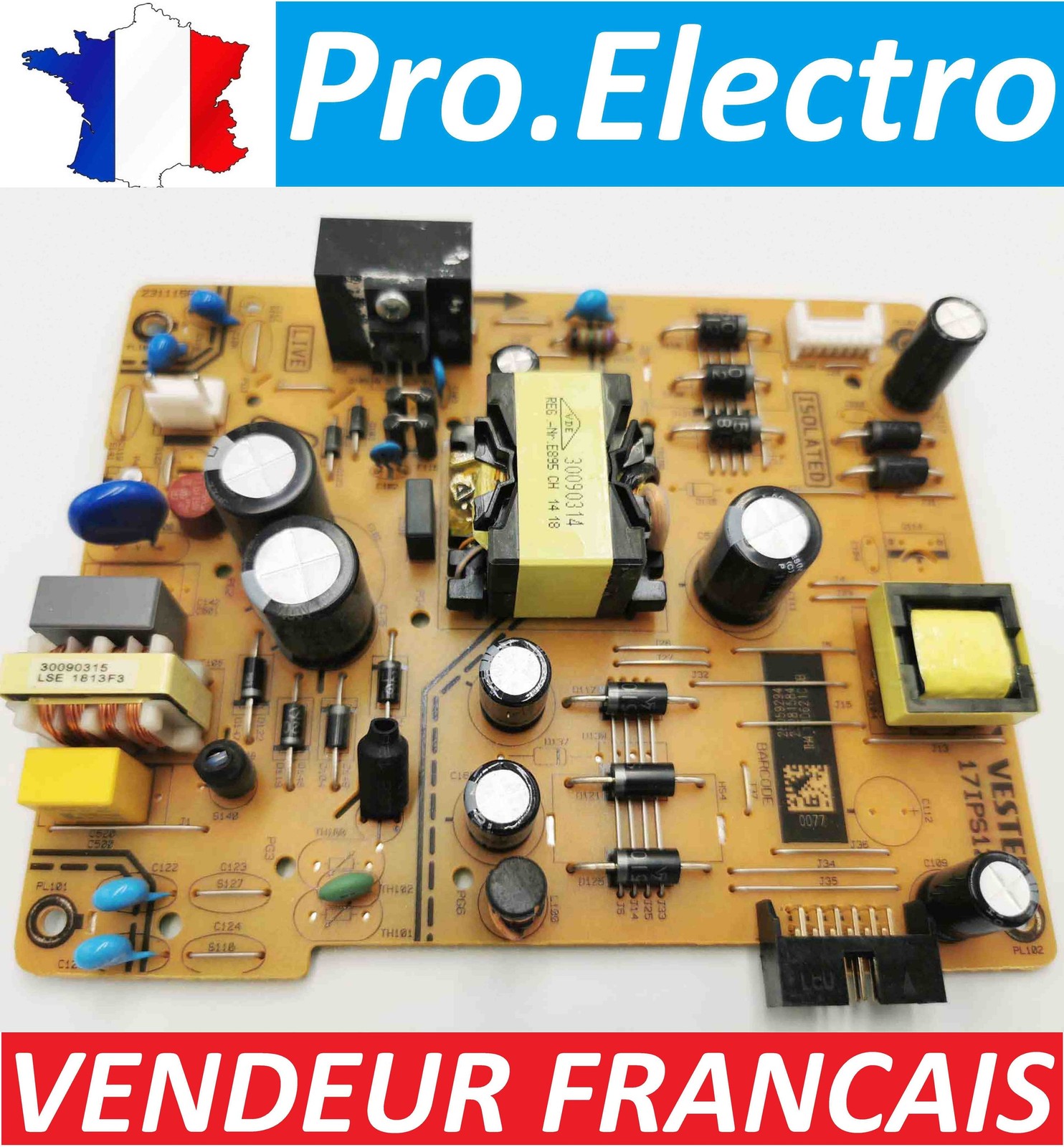 Carte alimentation Vestel 17IPS12 réparer écran noir TV Qilive Q49-161