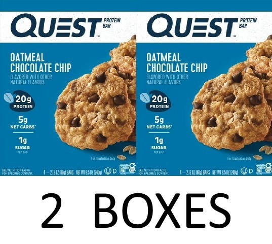 QUEST Oatmeal Chocolate Chip Protein Bar - 4 Bars in a Box - 2 BOXES