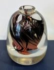 Vtg Signed MCM Murano Sommerso Hand Blown Art Glass Bud Vase Amber Swirls