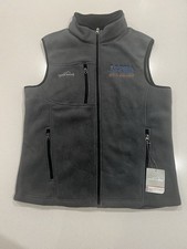 Eddie Bauer Men  s Large Full Zip Fleece Vest Gray Classic 200 New With Tags