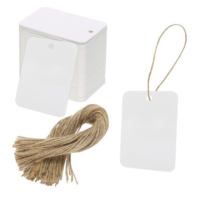 100Pcs Kraft Paper Gift Tags with String,16x23.6'' Wood Pulp Paper Labels White
