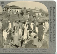 INDIA, Vegatable Market By Godaveri River, Nassick--Keystone Rare 1200 Set #855