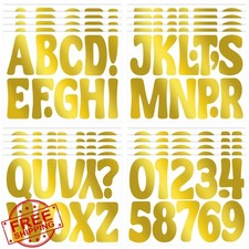 Gold 4 Inch Letter Stickers, 215 PCS Alphabet Numbers Vinyl, Bulletin Board C...