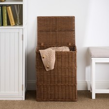 Rectangular Woven Resin Wicker Laundry Hamper Medium Brown