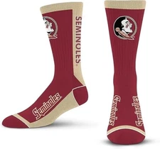 Florida State Seminoles MVP Men's Large Crew Socks NCAA Team Colors Fits 10-13