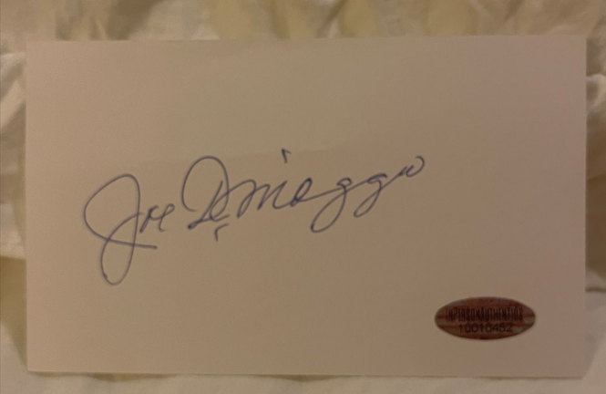 Joe DiMaggio Autographed Signed New York Yankees 3x5 Index Card w/ COA Auto HOF 