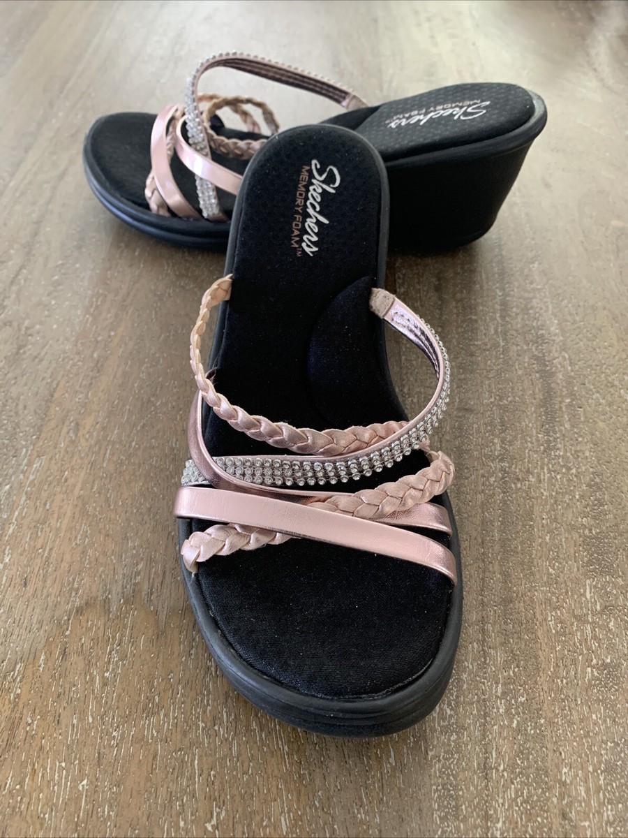 Skechers Women's Heel Memory Foam Sandals Rose Strap Sandals Size