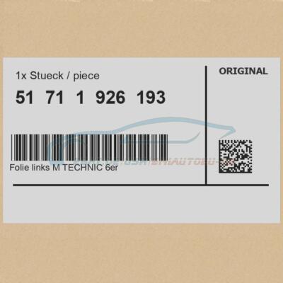 Original BMW 51711926193 - Folie links M TECHNIC 6er