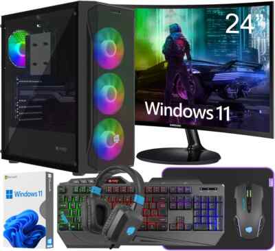 Gaming computer set i7 RX 6600 16GB SSD DVD NEW