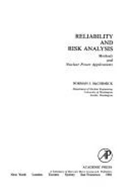 Reliability and Risk Analysis Hardcover Norman J. McCormick