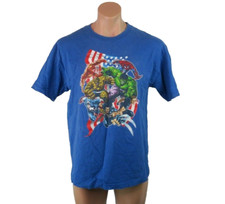 VTG 90s Blue T-Shirt Avengers Marvel Super Heroes USA MADE Sz L