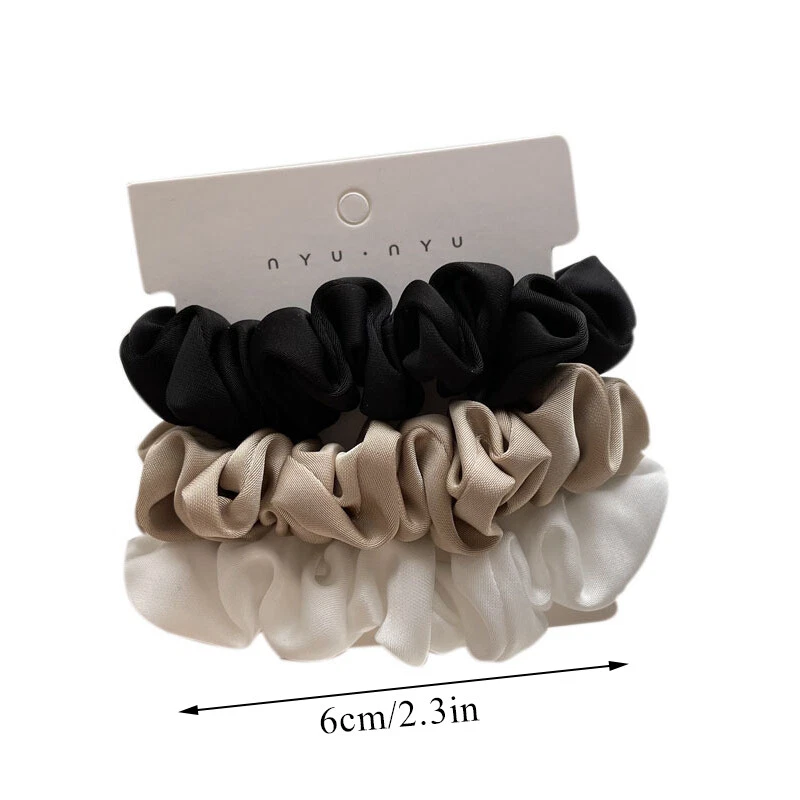 3pcs/Set Satin Silk Scrunchies Hair Bands Scrunchy Ropes Ties Ponytail Holder ↗ - Image 2 of 4