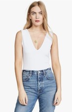 Free People Women's Keep It Sleek Bodysuit, White XS