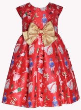 NEW Bonnie Jean GirlS Size 2T "RED NUTCRACKER GOLD BOW" Christmas Dress