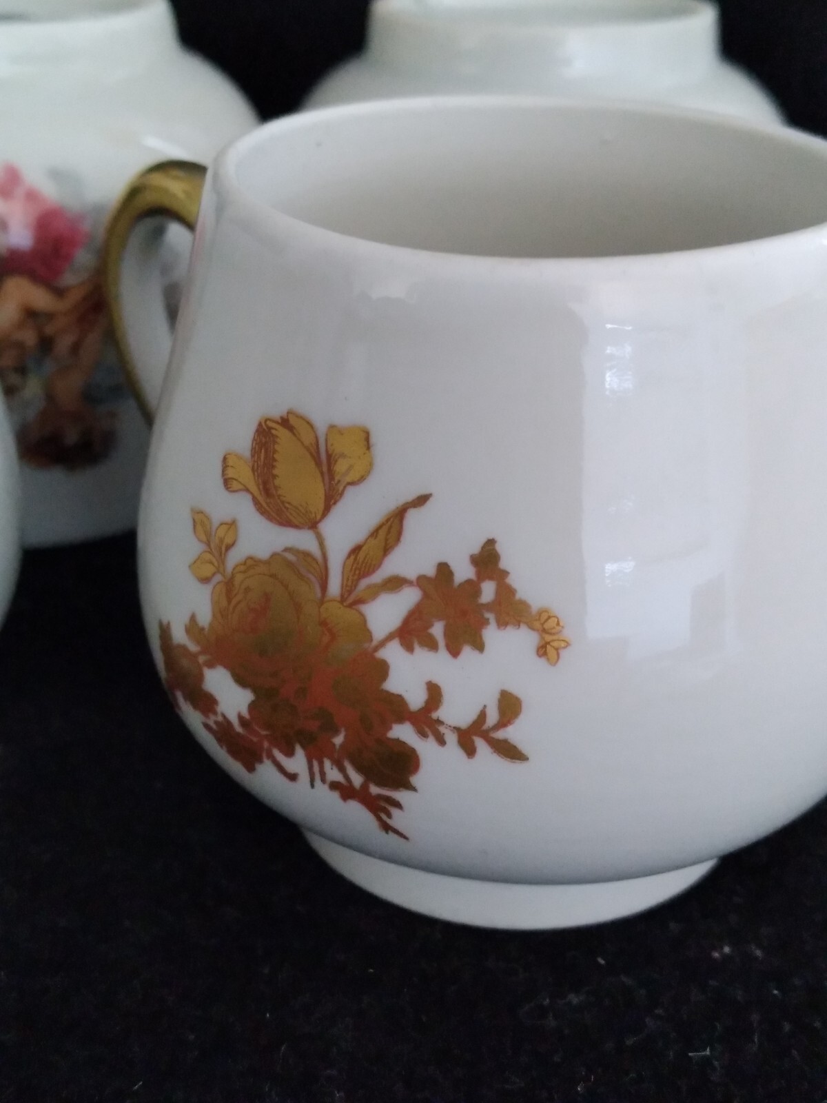 Set of 4 Limoges France Shabby Cherub Putti Cupid Decor Pots De Creme