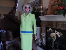 VERSUS by Versace Green-Blue Textured Skirt Suit Size IT 32/46 US 10