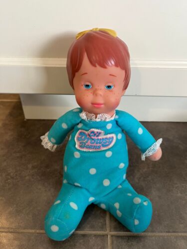 Lil Drowsy Beans 1982 Vintage Beanbag Girl Baby Doll Mattel Blue White - Foto 1 di 4