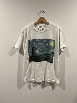 Vintage Starry Night Vincent Van Gogh T Shirt Large 90s Art Tee 