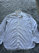 Turnbull Asser Dress Shirt Mens Medium White Button Down England Long Sleeve