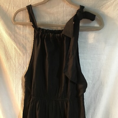 SEZANE ROBE LONGUE NASTASIA DRESS SIZE UK BLACK COLOR LINEN