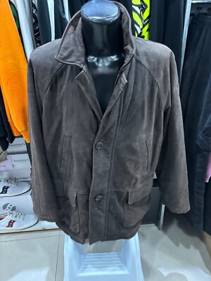 UNICUIR used leather jacket men man size 54 brown LLD388