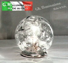 LUMETTO MODERNO IN VETRO SOFFIATO 1 LUCE Ø20 LAMPADA DA COMODINO CRISTALLO Rug.