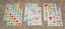 Mrs. Grossman Lot of Six Half Sheets ~ Multicolor Music Notes, Dots & Arrows