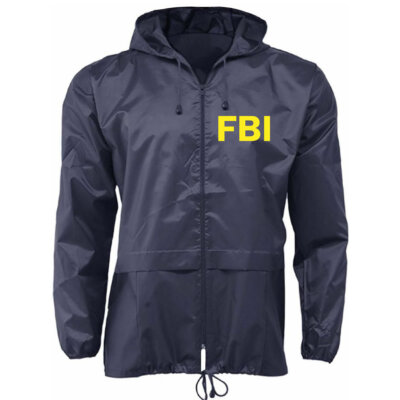 FBI Jacket Hooded Police Windbreaker Kagoul Rain Coat Adults Mens Ladies  Navy