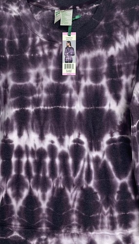 Green Tea Women's Black Plum Tie Dye Over Size Top Stretch Shirt Size Small - Picture 6 of 17