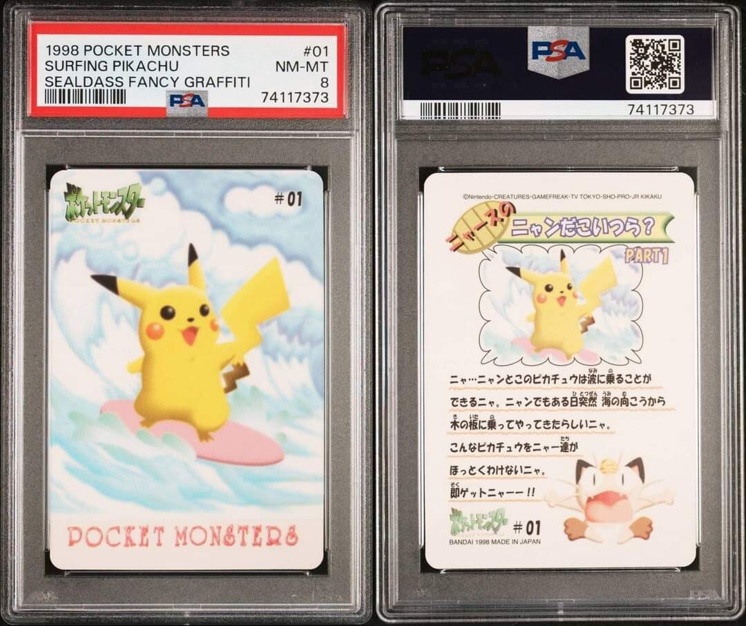 Pokemon JAPAN Card - PSA 8: SURFING PIKACHU #01 (SEALDASS FANCY