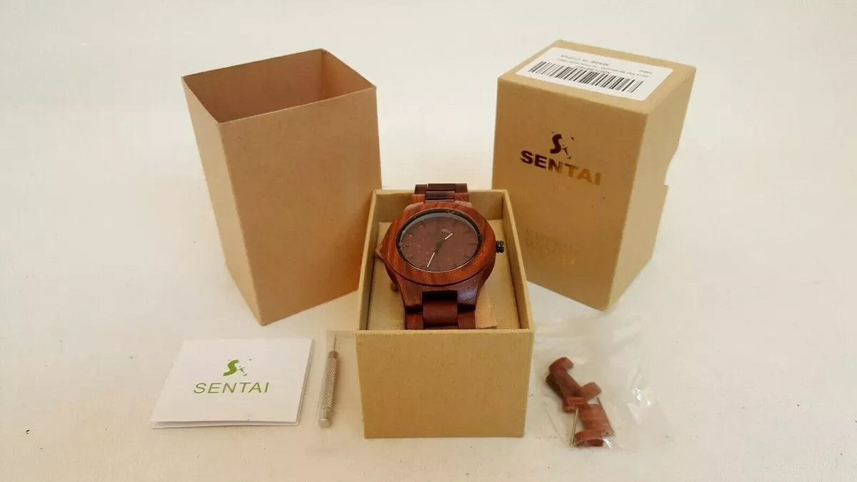 Sentai natural wood watch in original box extra links environmentally friendly