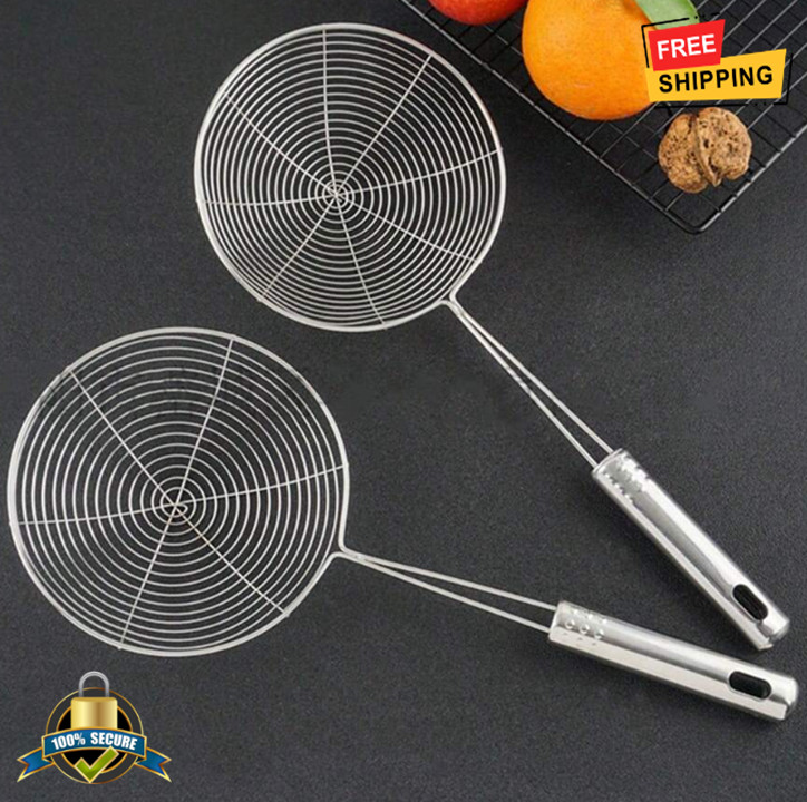 1 pc Stainless Steel Oval Skimmer Filter Mesh – Kitchen Strainer for Cooking