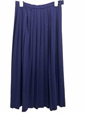 Vintage Size 8 Waist 26" Blue Check Wool Pleated Skirt Dark Academia Cambridge